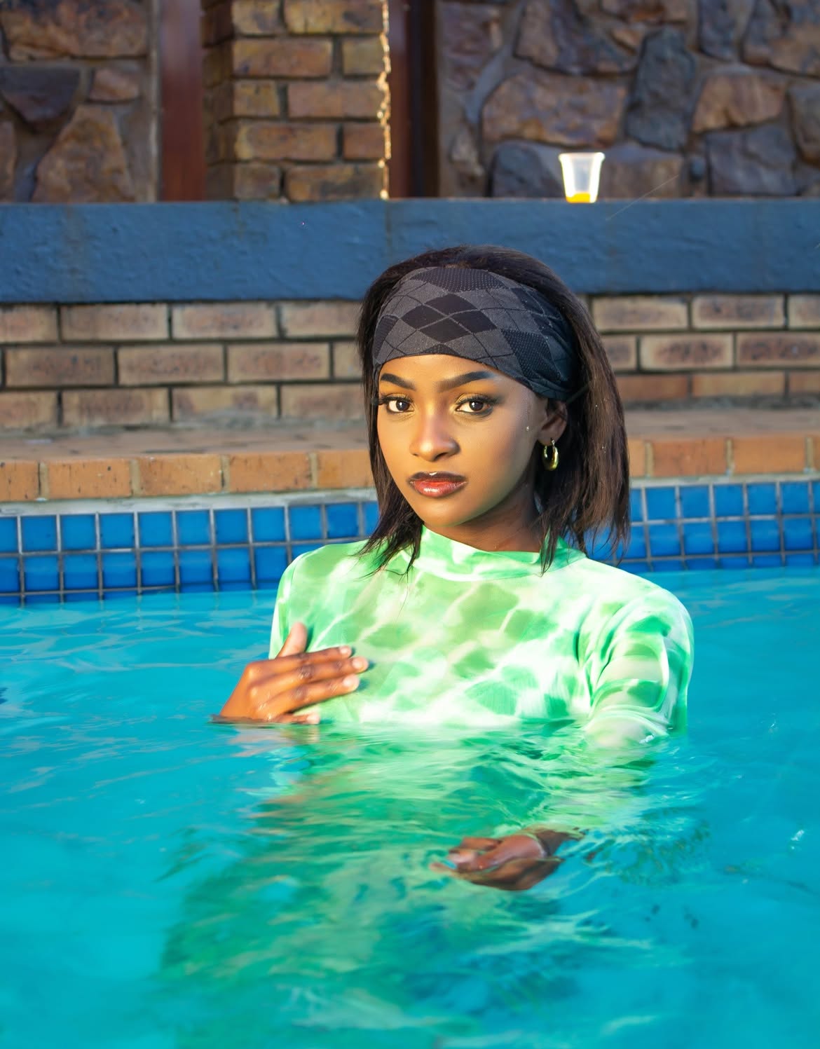 Lifestyle portrait with glass